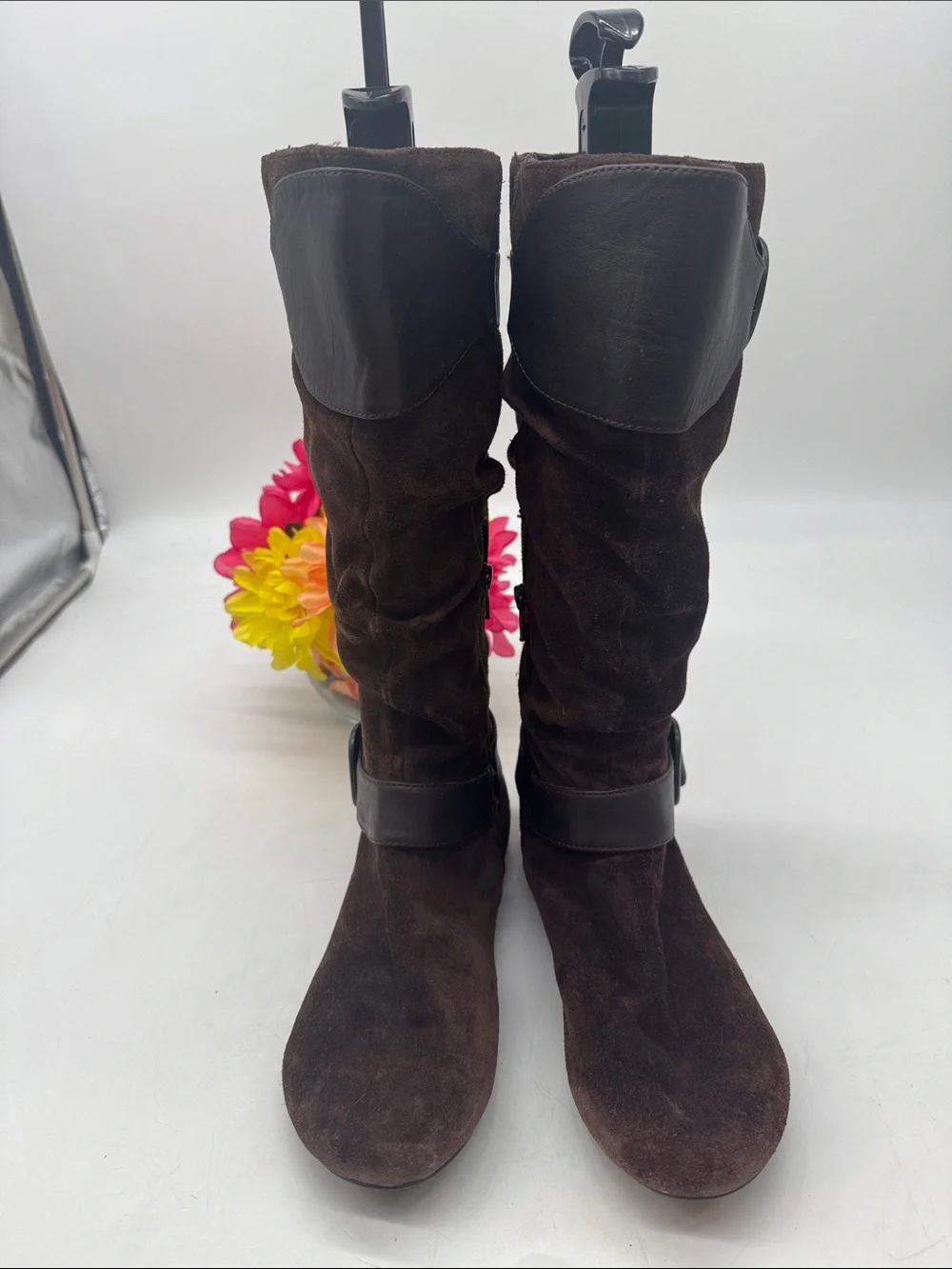 Born Women’s Brown Suede Mid-Calf Buckle Boots Size 8